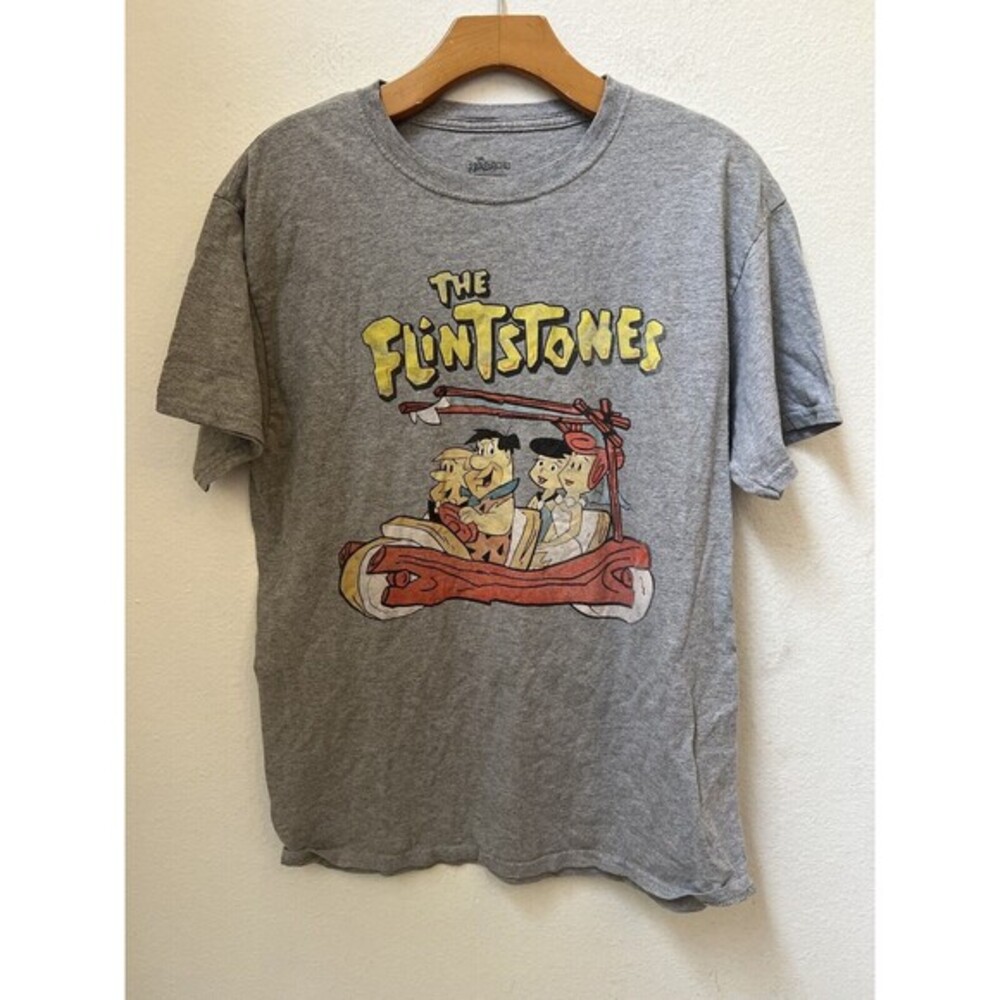 THE FLINSTONES SOLID GRAY GRAPHIC SHIRT MEDIUM (L9)